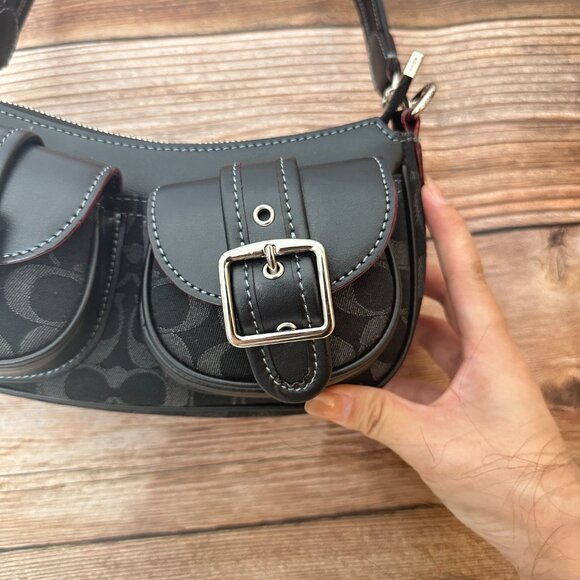 COACH Black Cowboy Underarm Bag Single Shoulder Cross Bag - Picture 2 of 13
